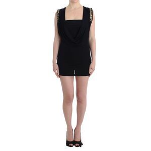 Roccobarocco Black Embellished Jersey Mini Sheath Short Women's Dress